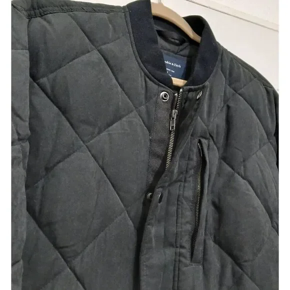 Abercrombie & Fitch mens medium quilted bomber jacket dusty black varsity